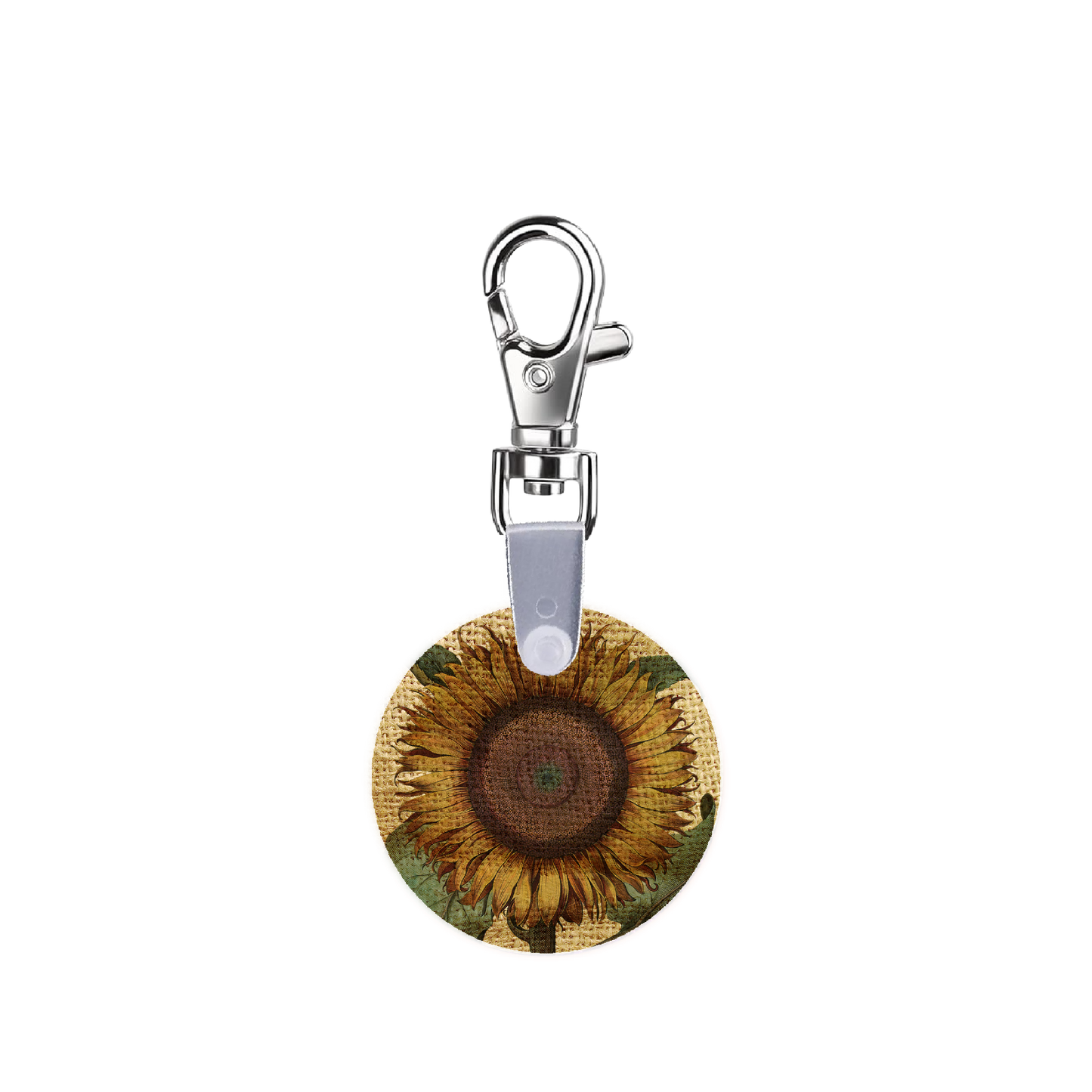 Burlap Sunflower Smart CodeClip Keychain