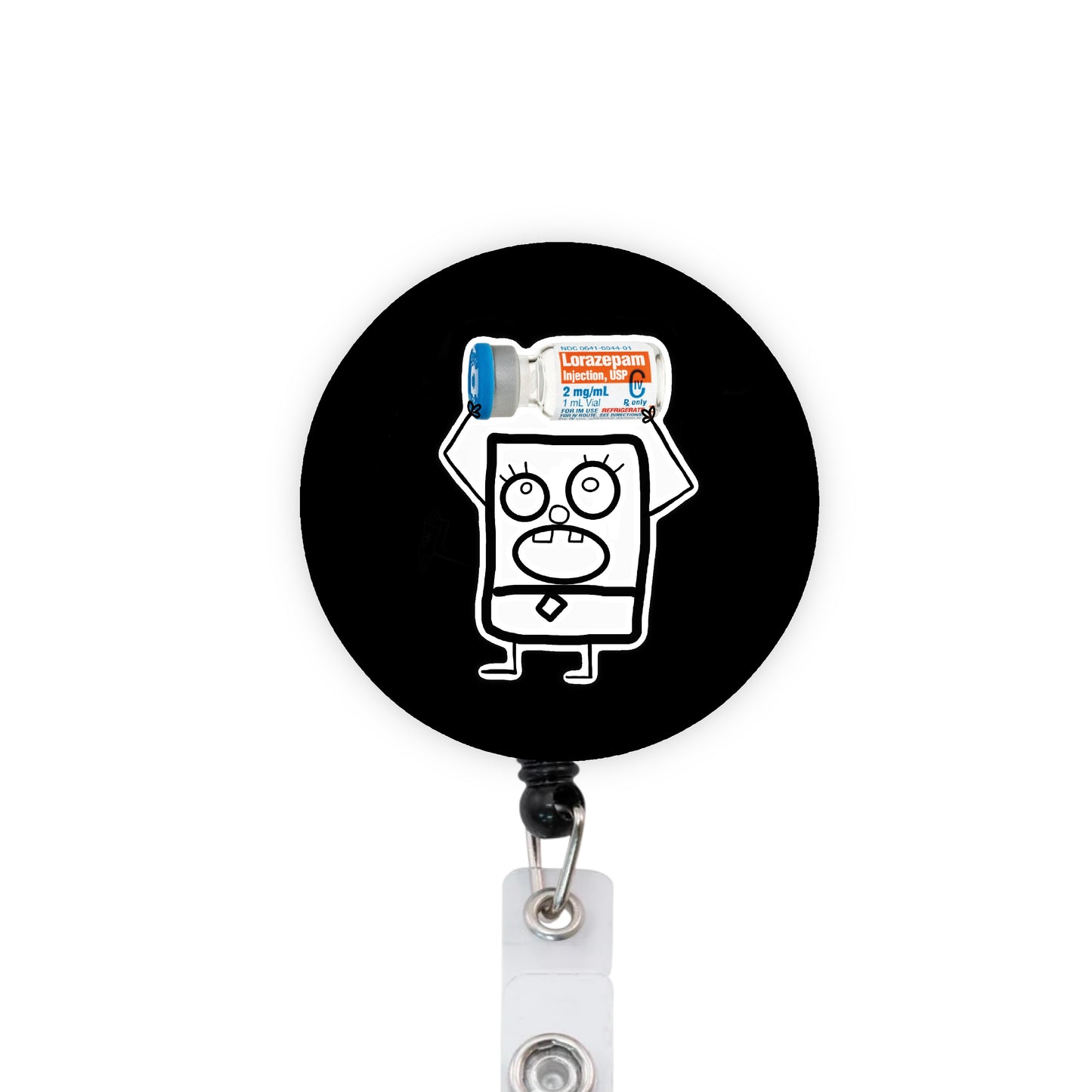 SpongeBob Doodle Bob Ativan ICU ER Nurse RN Badge Reel