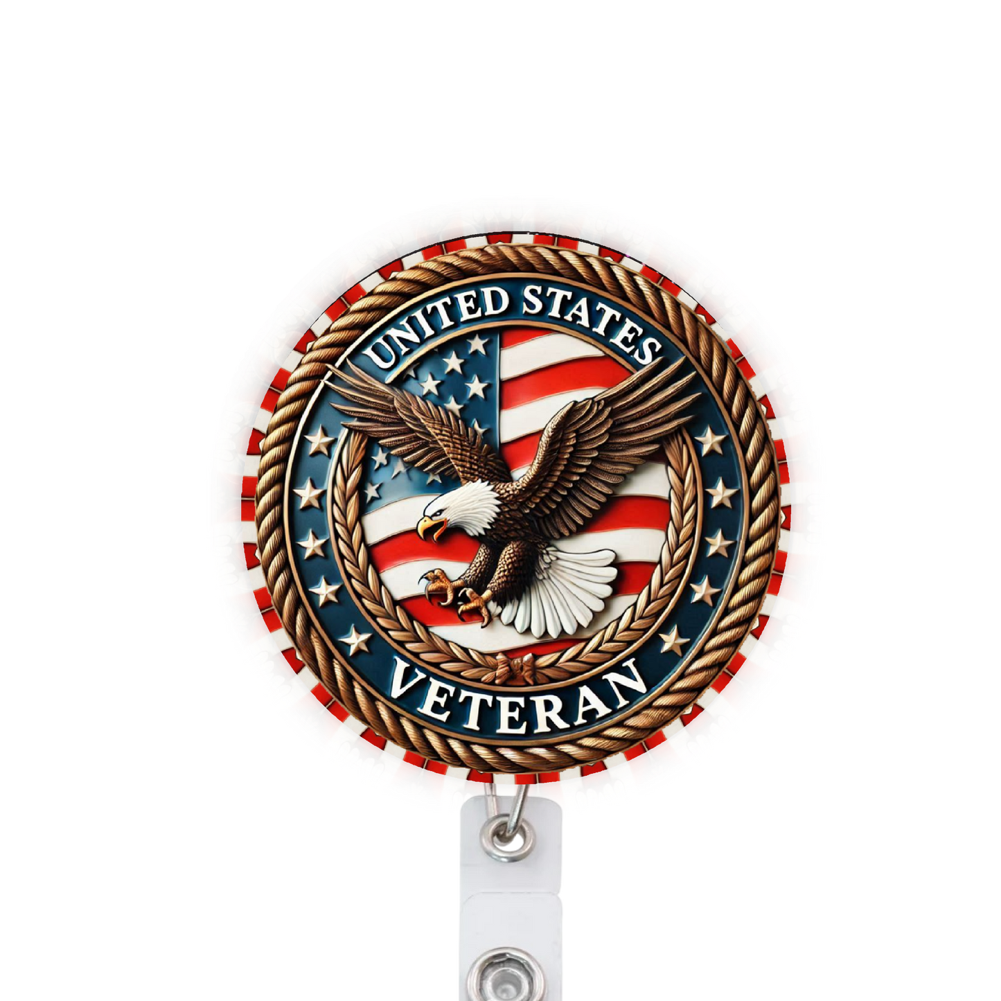 US Veteran Patriotic Attached Badge Reel