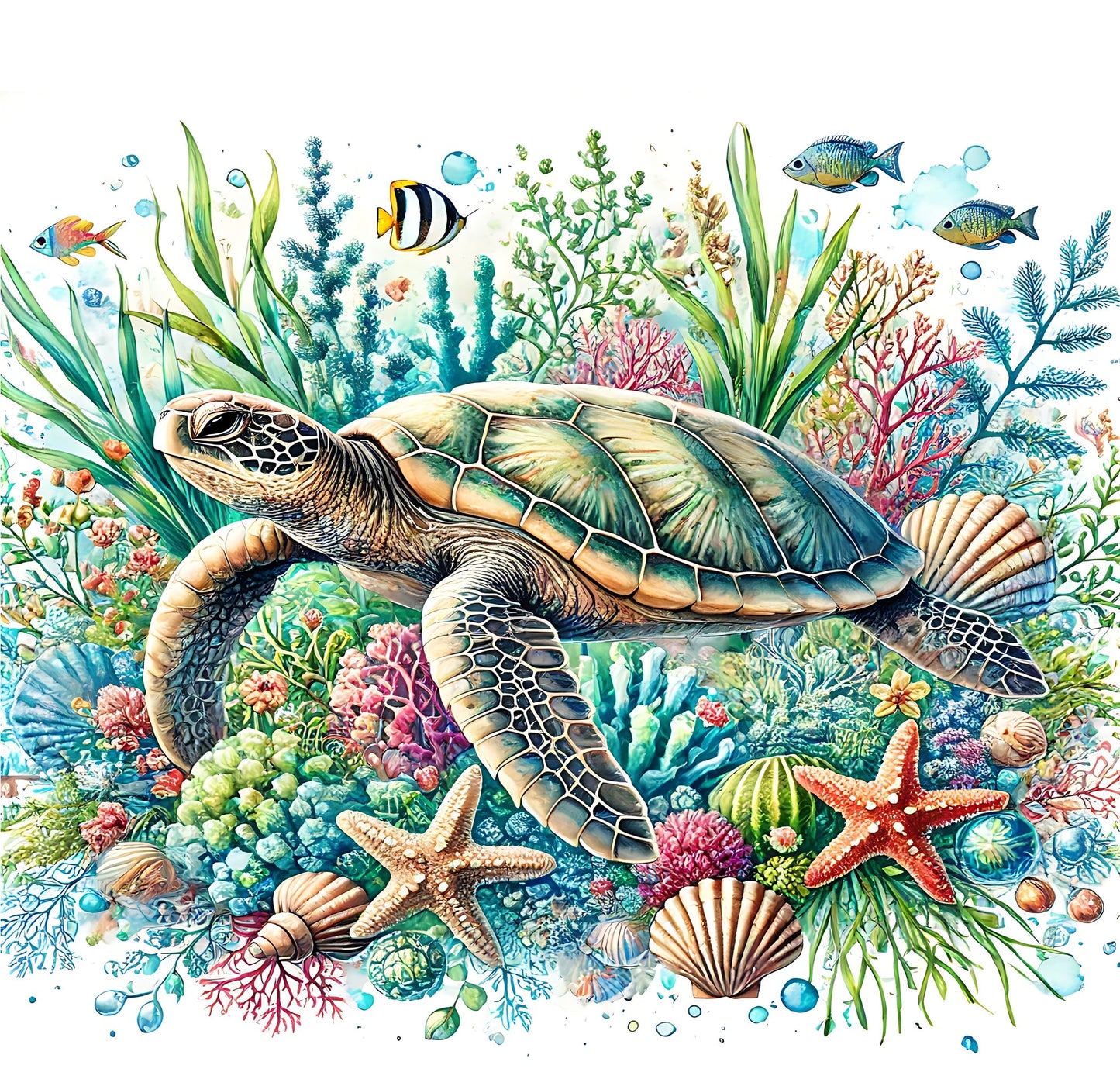 GlamCard™ Sea Turtle In Grass Shoe (Croc) Charm