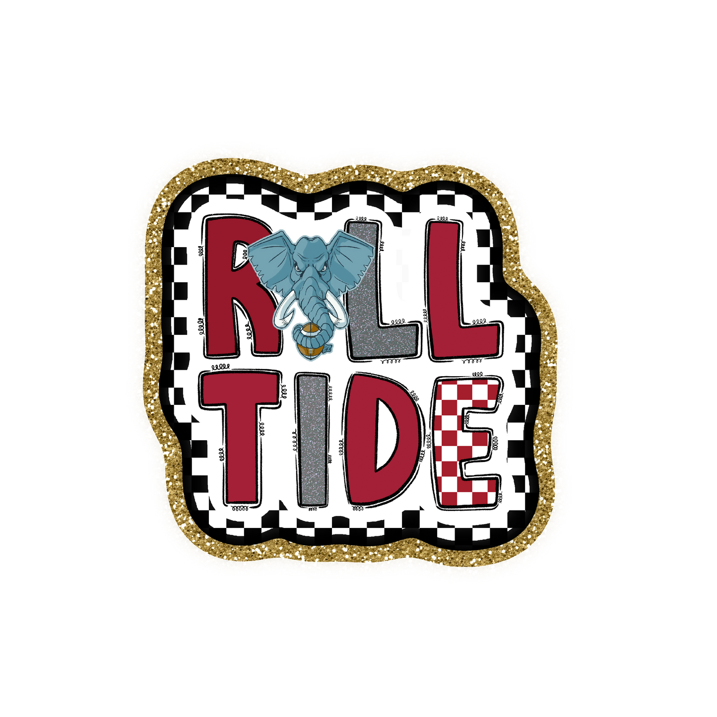 Alabama Football Iron On Glitter Sports Patch
