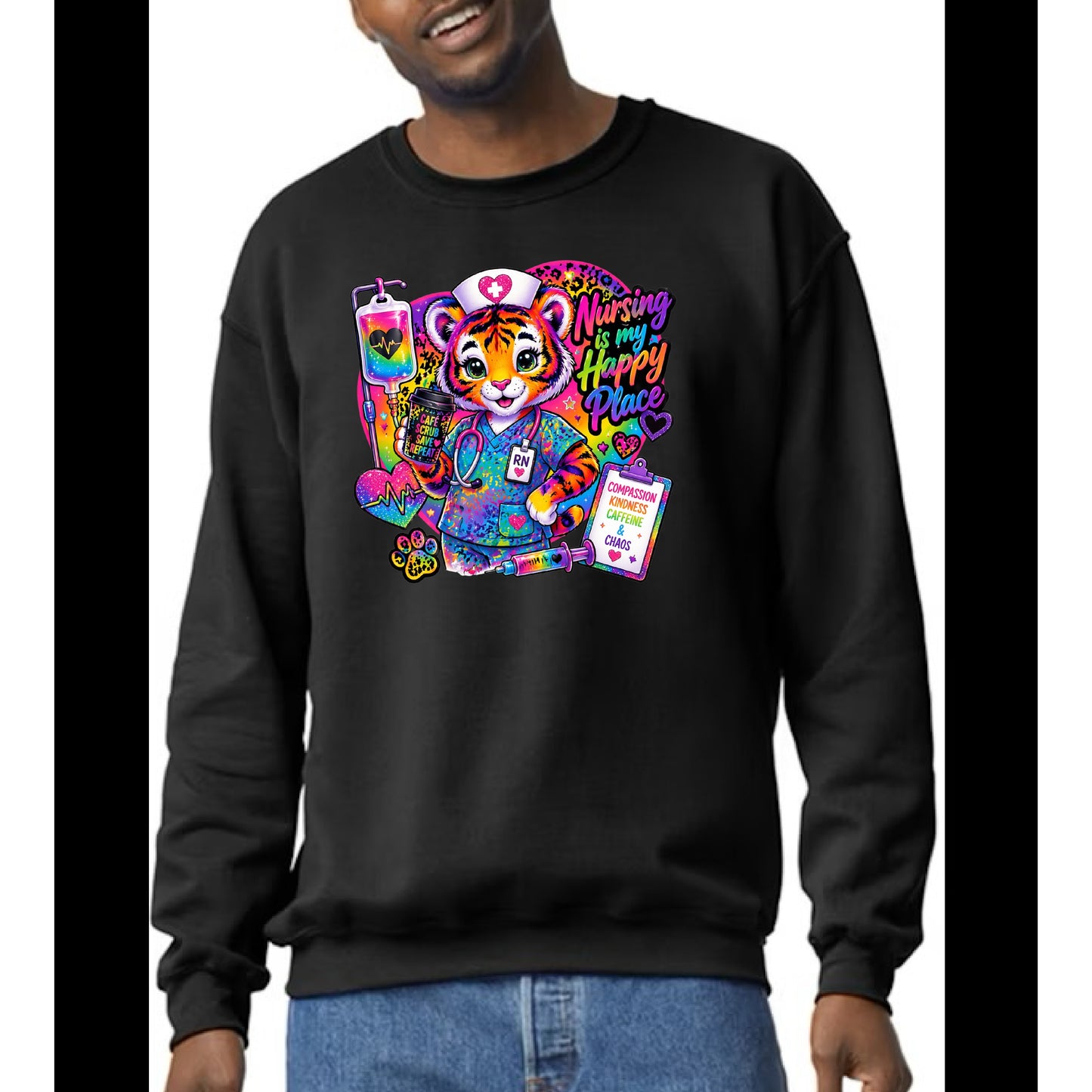Vintage Lisa Frank Respiratory Therapist Registered Nurse Crew Sweatshirt