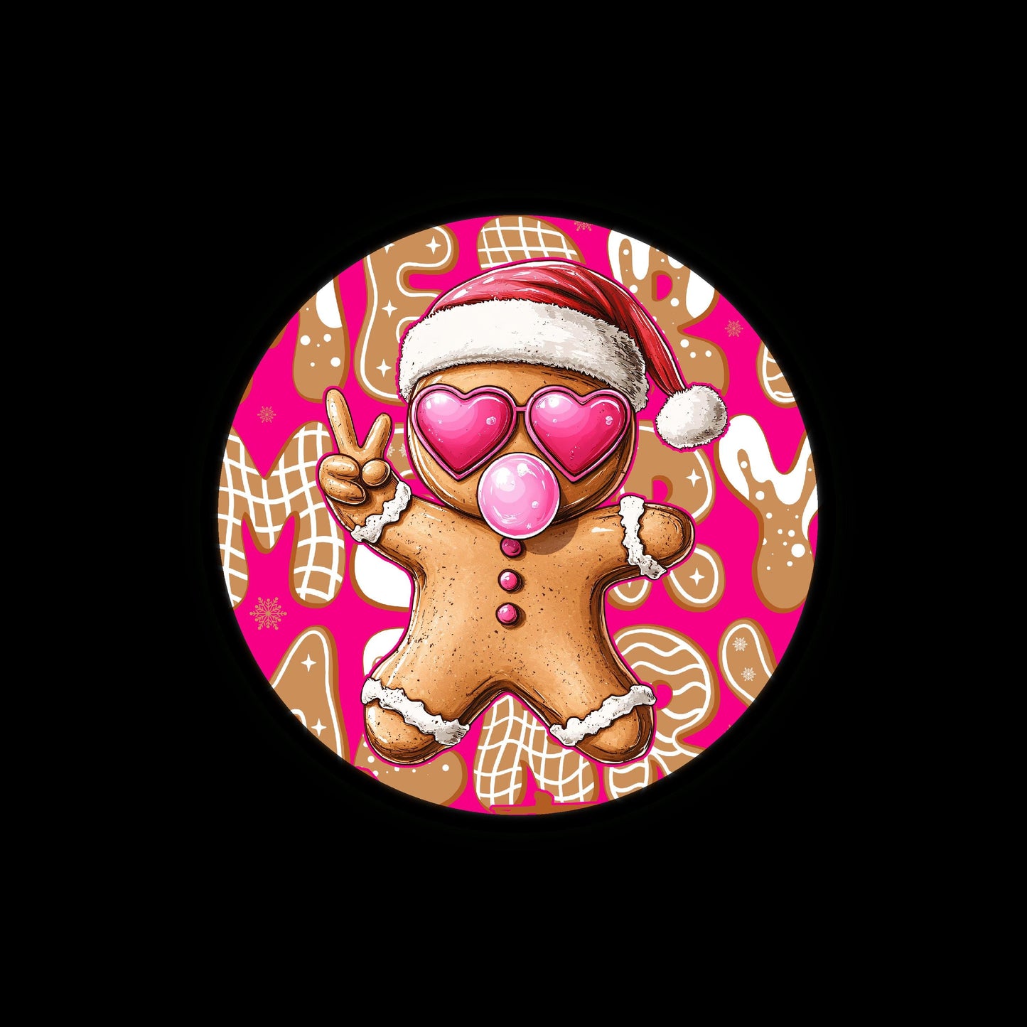 Pink Christmas Gingerbread Man Badge Reel