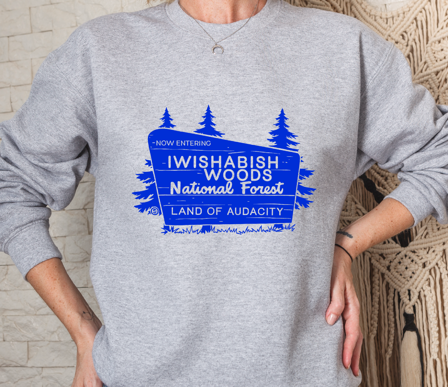 IWISHABISH WOODS National Park Royal Crew Sweatshirt