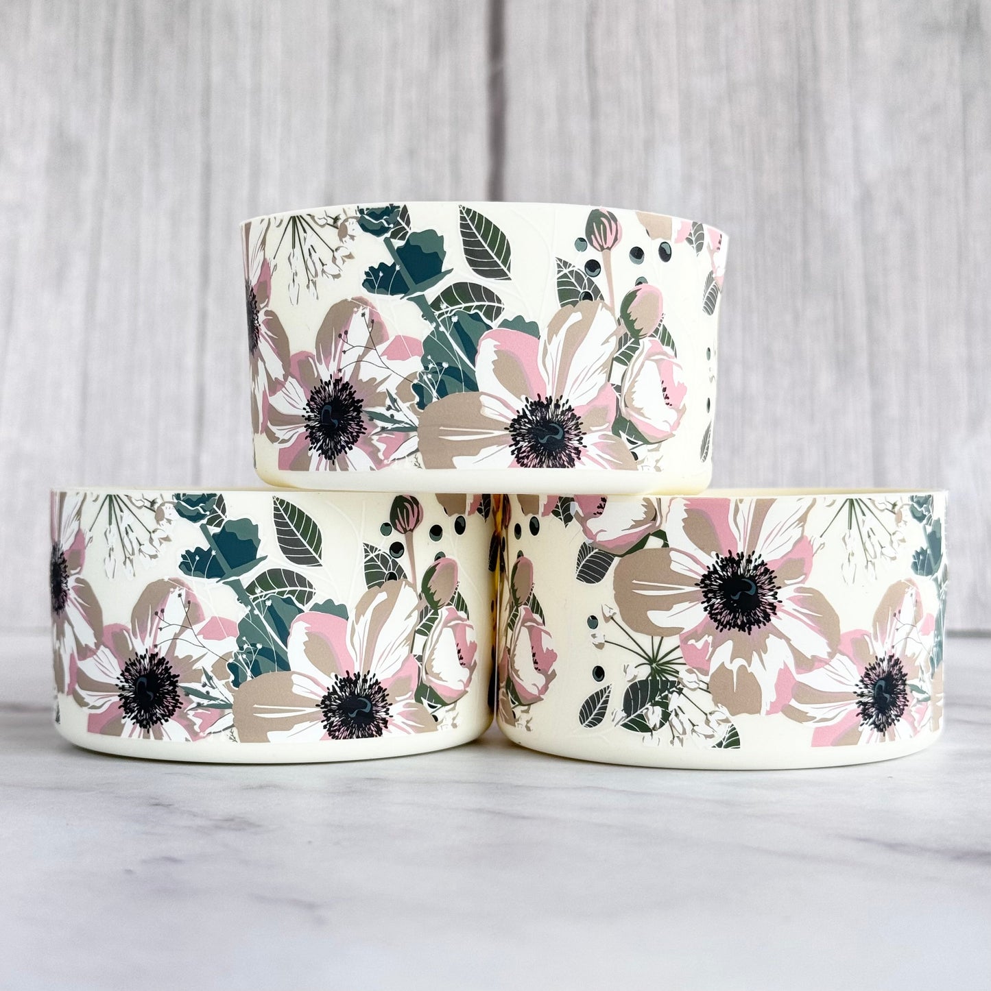 CREAM PINK POPPIES Tumbler Boot