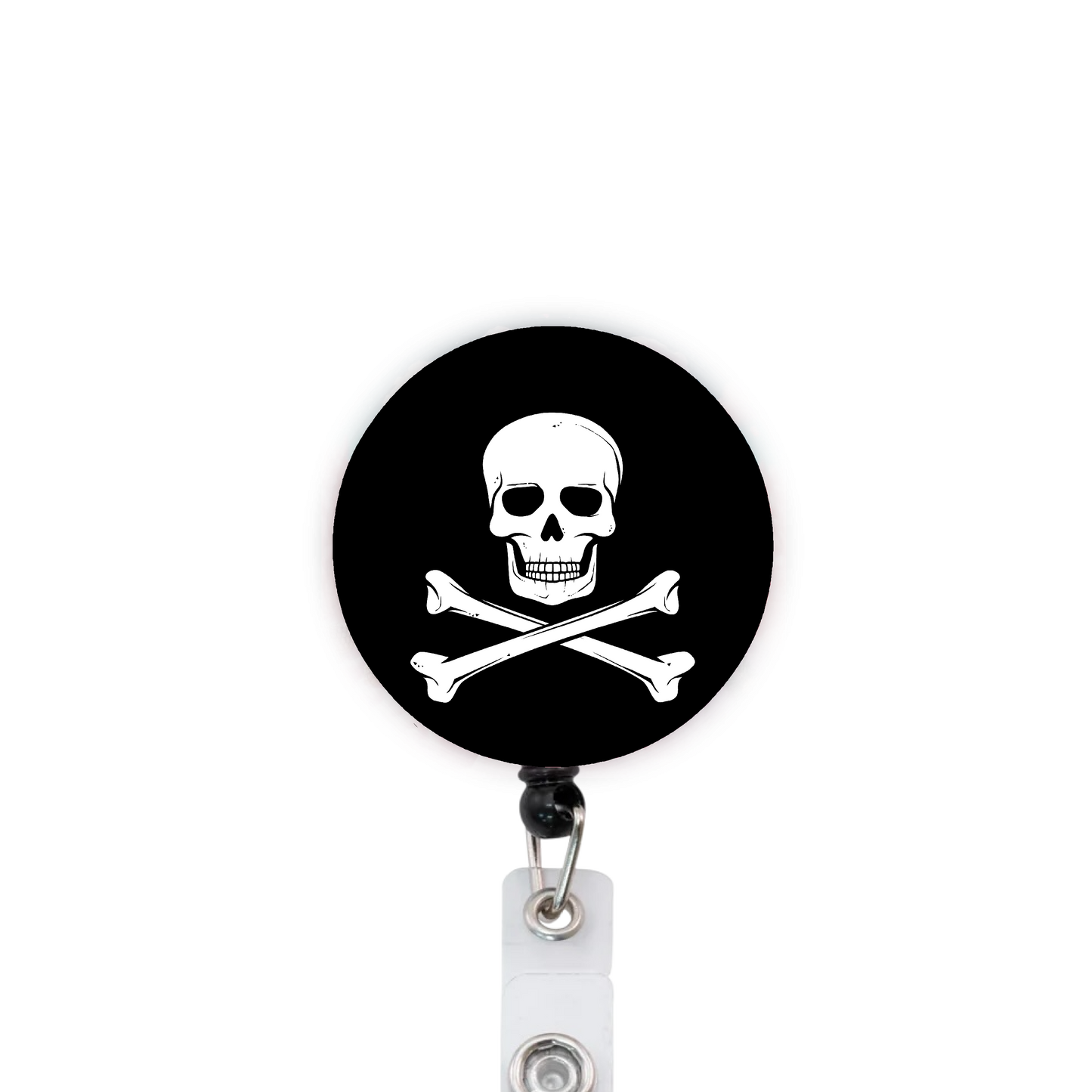 Pirate Skull And Crossbones Attached Badge Reel