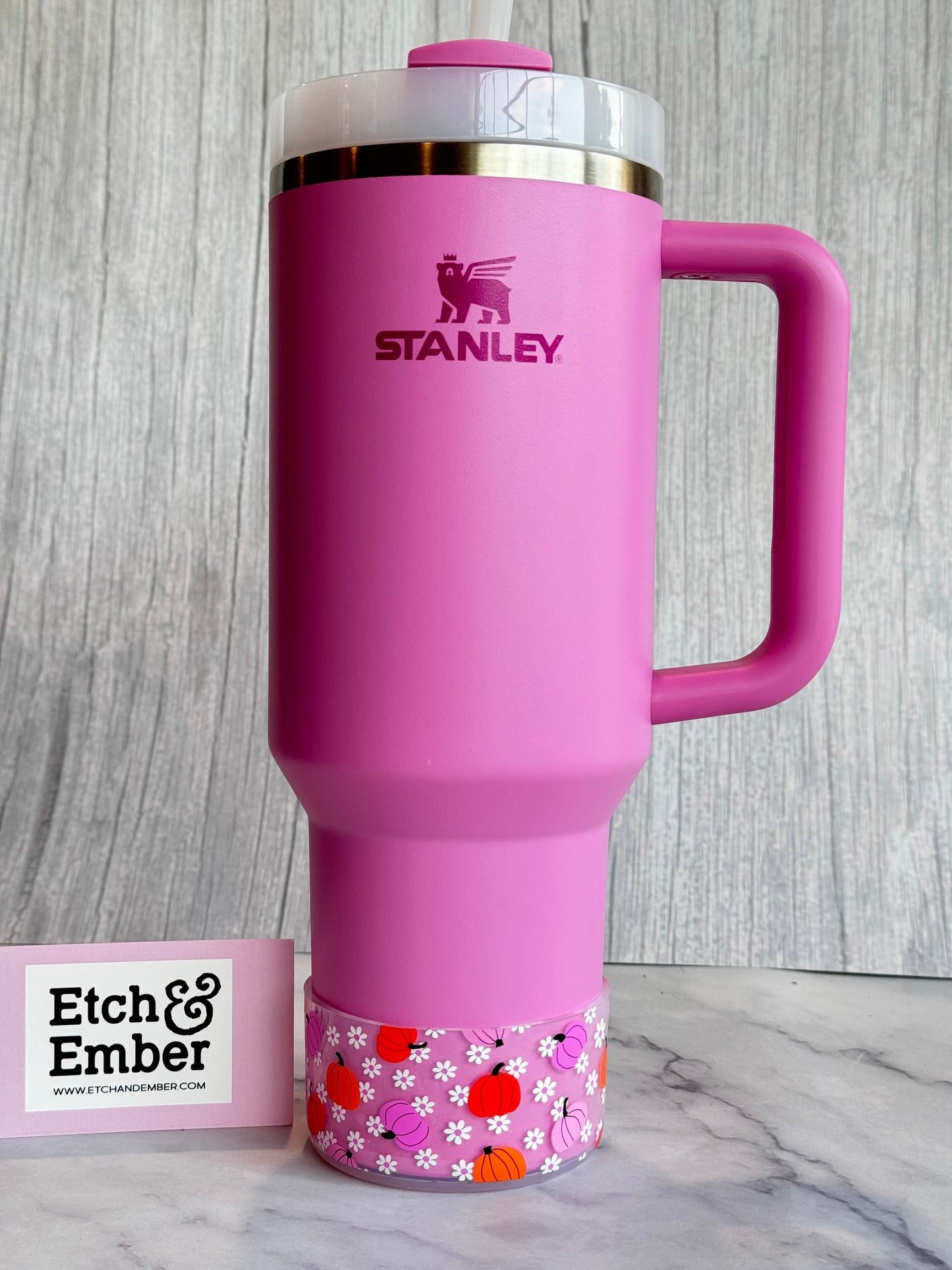 Floral Pink Pumpkins Tumbler Boot
