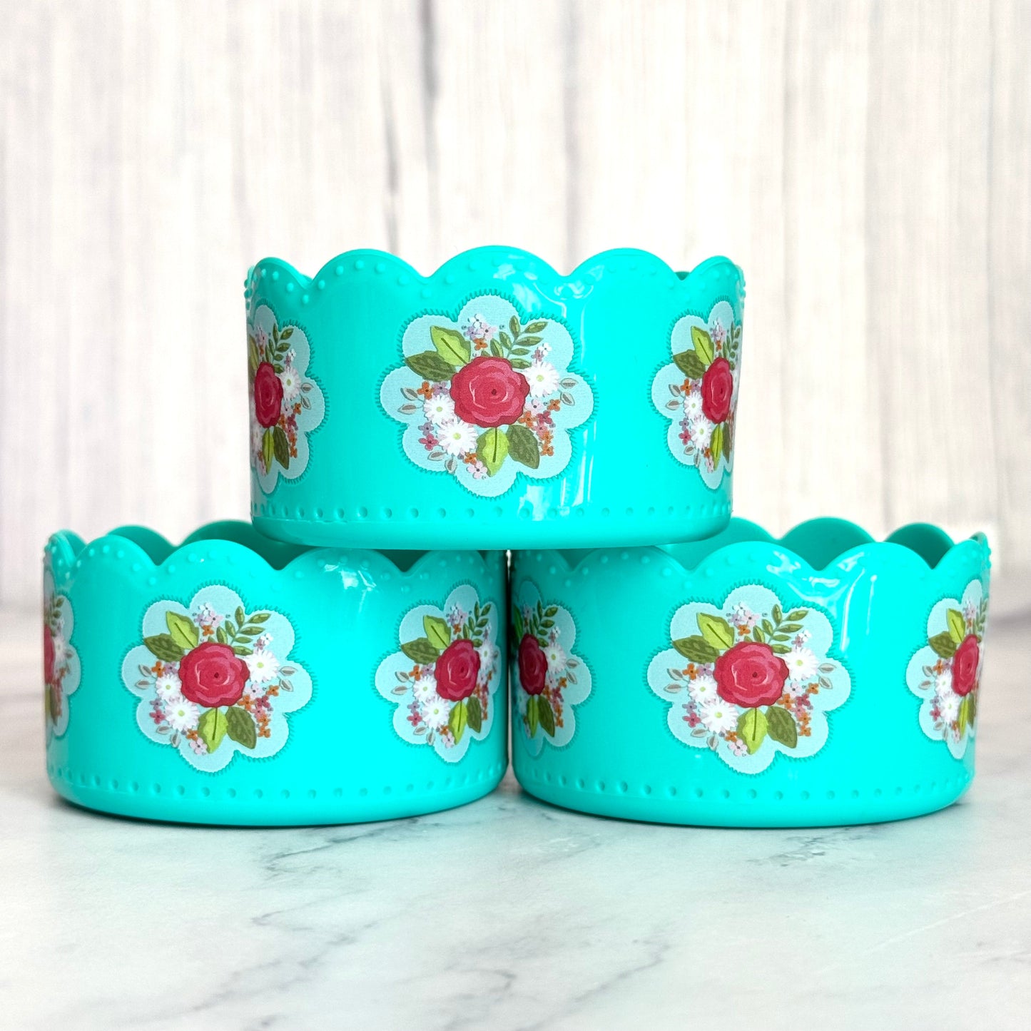 Opal Blue Floral Scallop Tumbler Boot