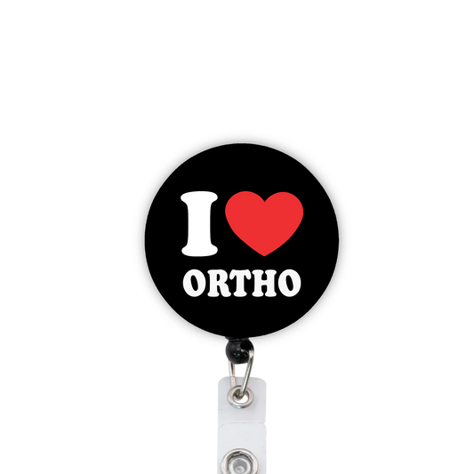 I Heart Ortho Attached Badge Reel