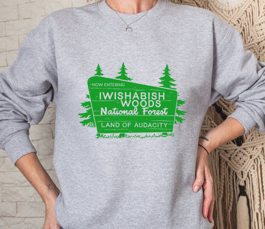 IWISHABISH WOODS National Park Green Crew Sweatshirt