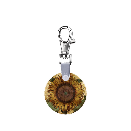 Burlap Sunflower Smart CodeClip Keychain