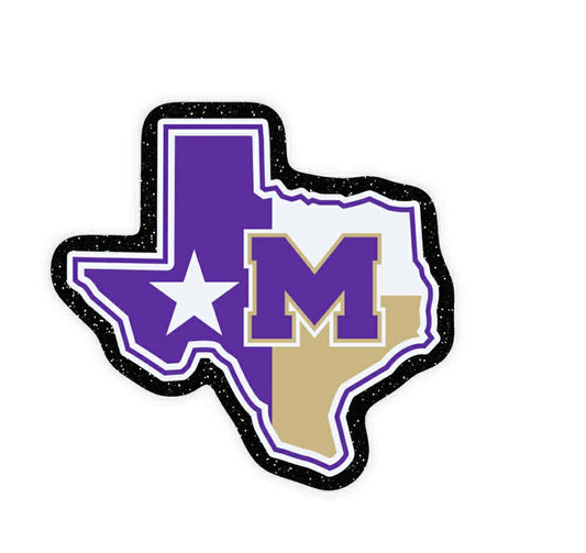 Texas Purple and Gold Custom Iron On Glitter Sports Patch