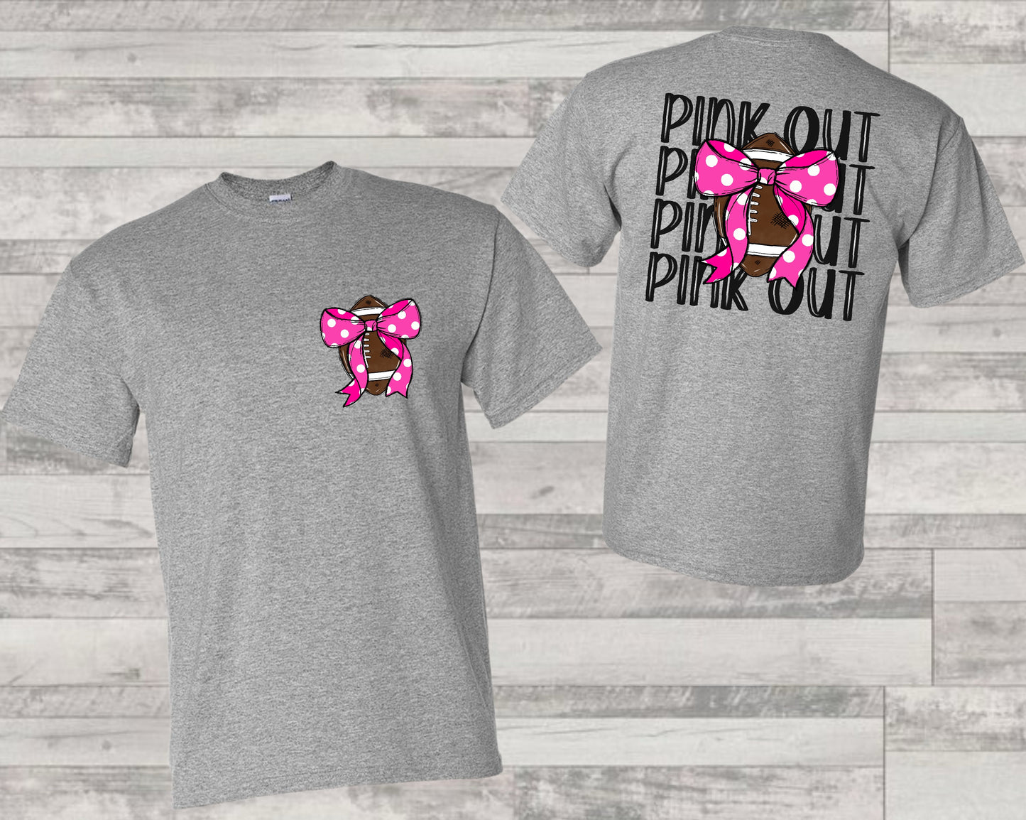 Pink Out Football Coquette Two Sided T Shirt