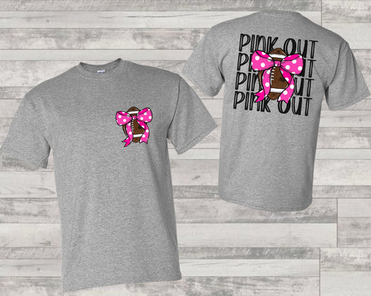 Pink Out Football Coquette Two Sided T Shirt