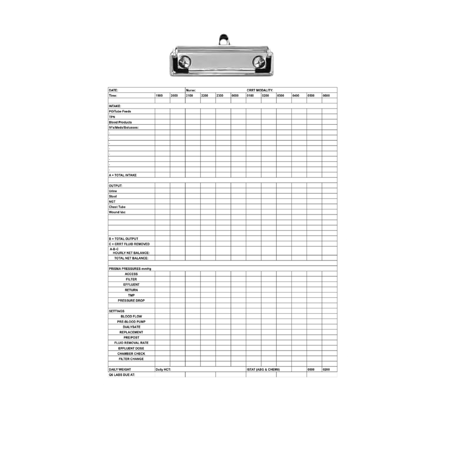 ShiftBoard Travel Brain Report Clipboard CRRT Flowsheet Handoff