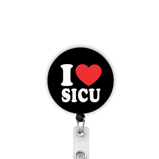 I Heart SICU Attached Badge Reel