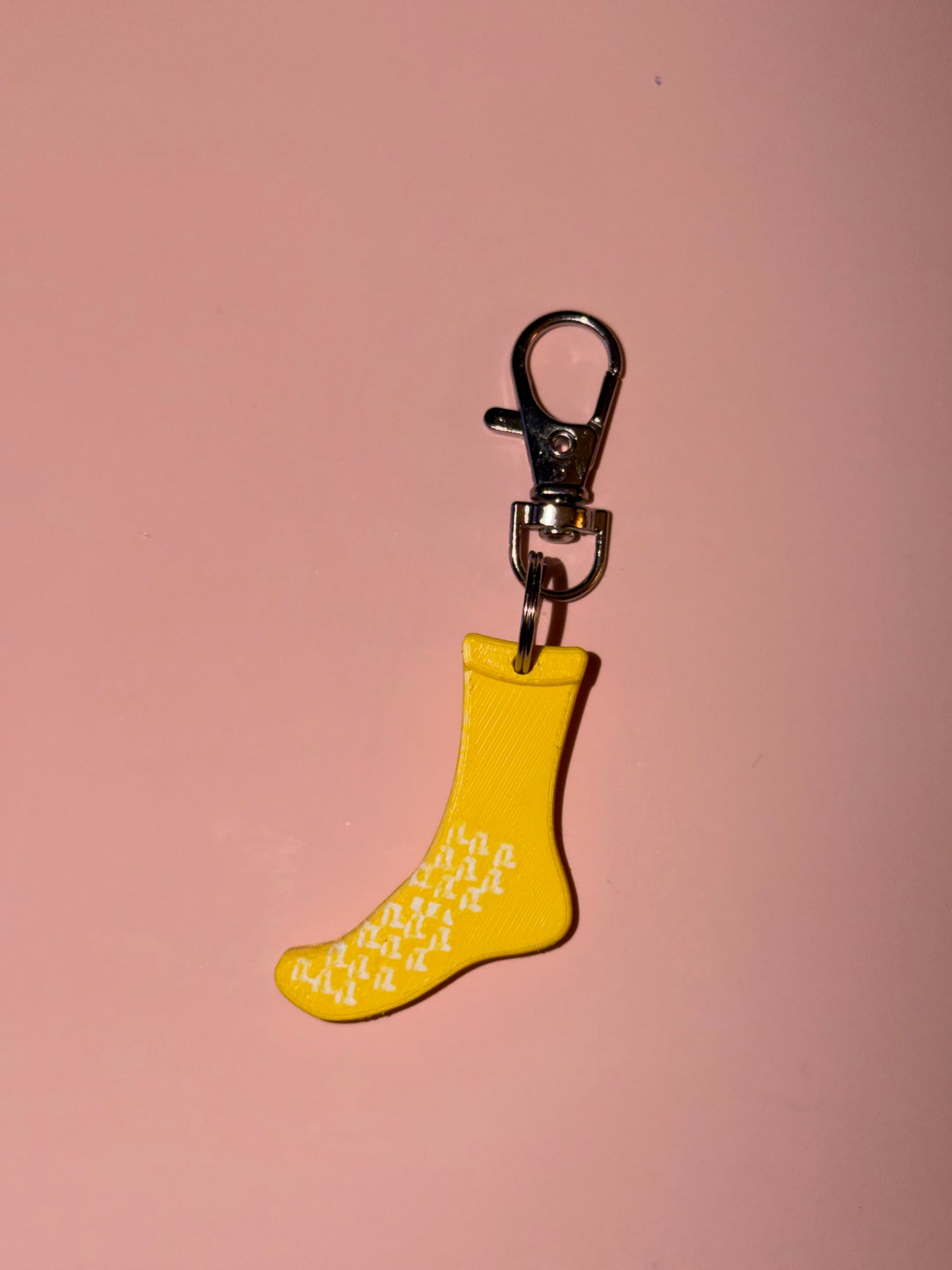 Falls Risk Grippy Hospital Sock Badge Reel Charm Key Chain