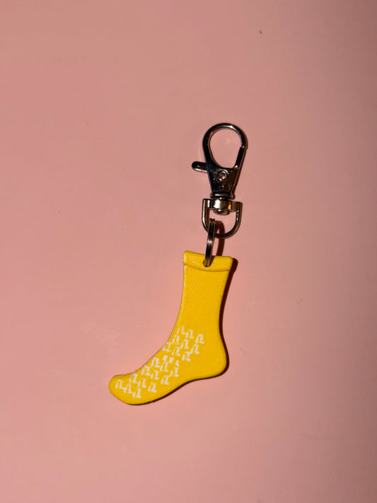 Falls Risk Grippy Hospital Sock Badge Reel Charm Key Chain