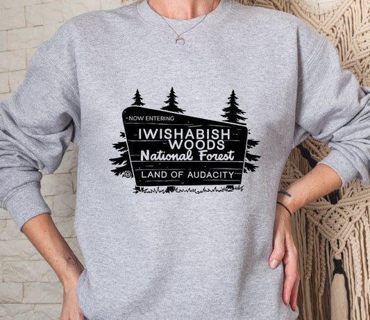 IWISHABISH WOODS National Park Black Crew Sweatshirt