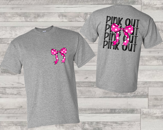 Pink Out Football Coquette Two Sided T Shirt