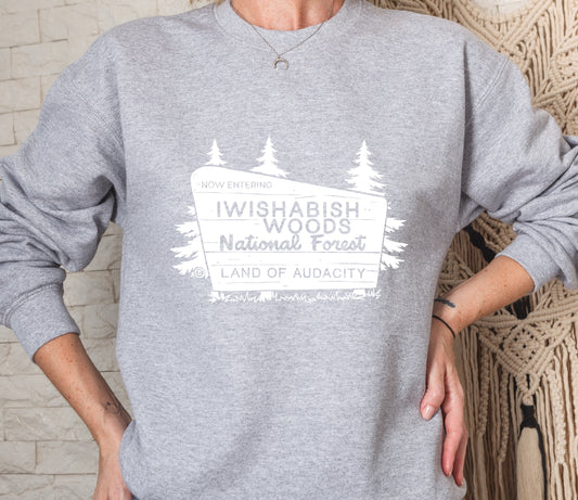 IWISHABISH WOODS National Park White Crew Sweatshirt