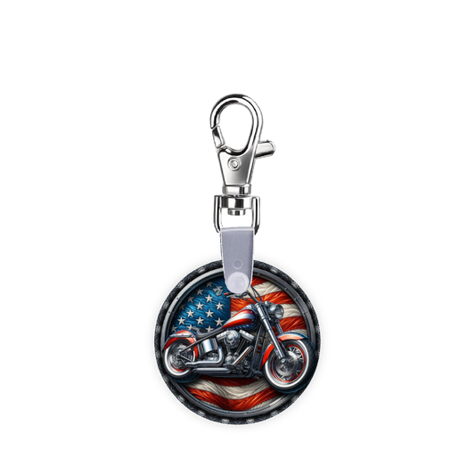 Patriotic Motorcycle Smart CodeClip Keychain