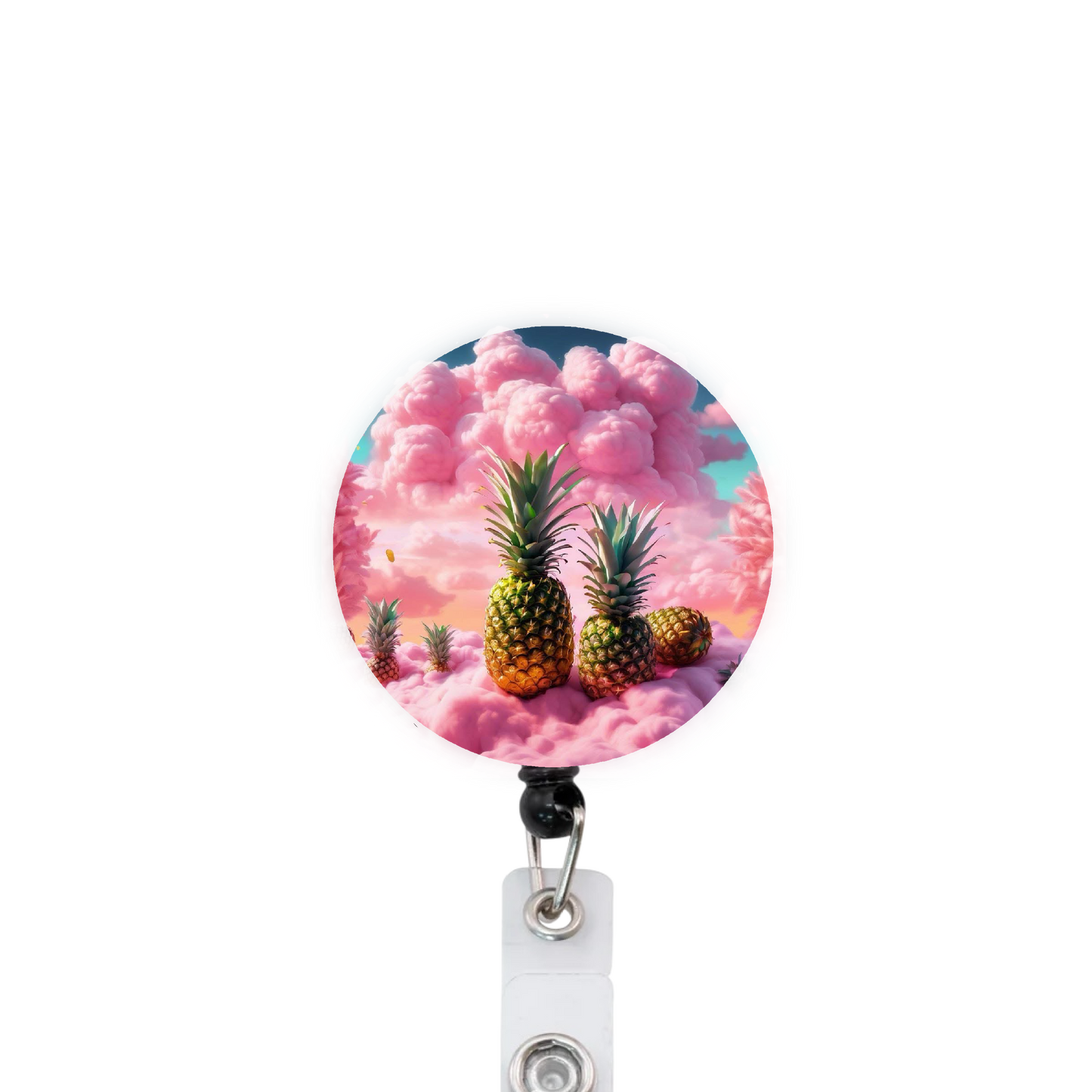 Cotton Candy Pineapple Attached Badge Reel