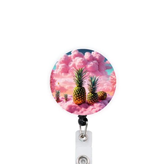 Cotton Candy Pineapple Attached Badge Reel