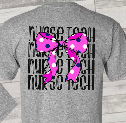 Pink Nurse Tech Coquette Two Sided T Shirt
