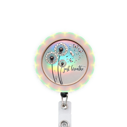 Just Breathe Dandelion Attached Badge Reel
