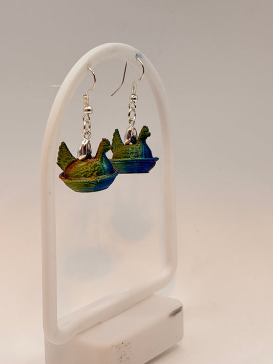 Tiny Hen On Nest Earrings