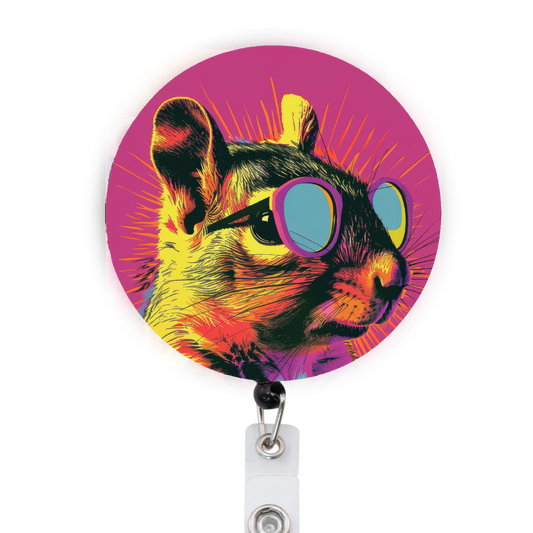 Pop Art Squirrel Attached Badge Reel