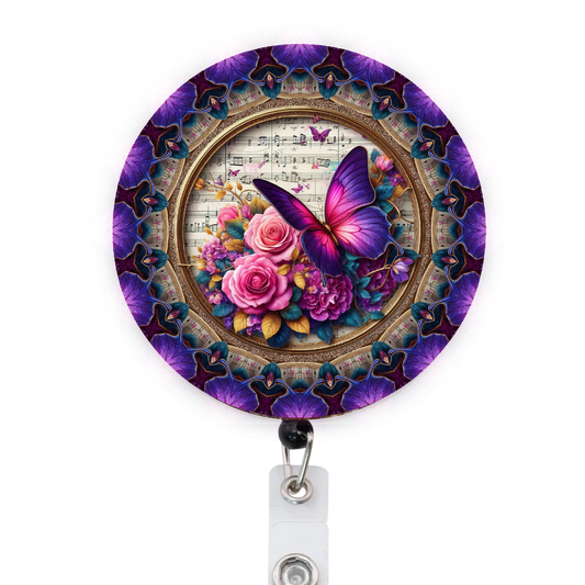 Musical Butterflies Attached Badge Reel