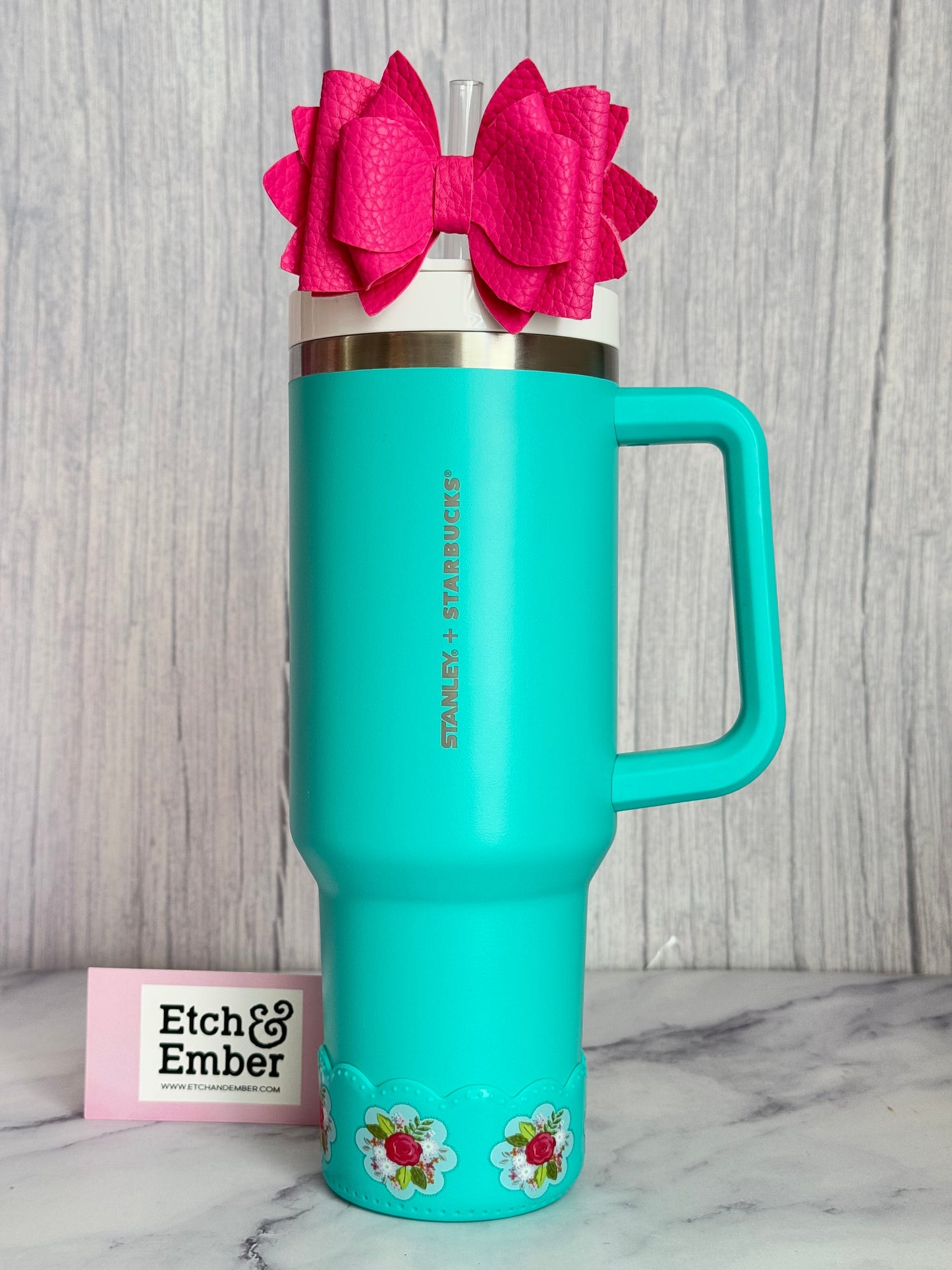 Opal Blue Floral Scallop Tumbler Boot
