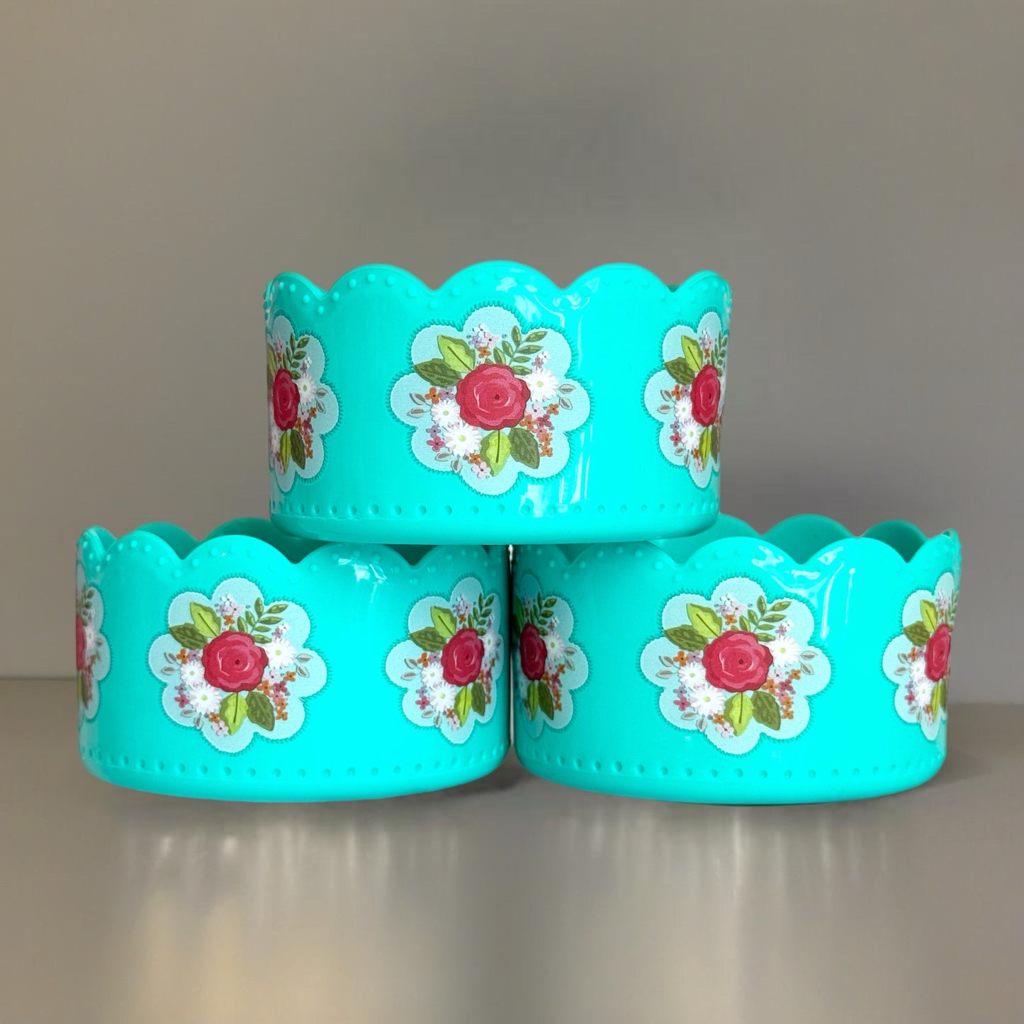 Opal Blue Floral Scallop Tumbler Boot