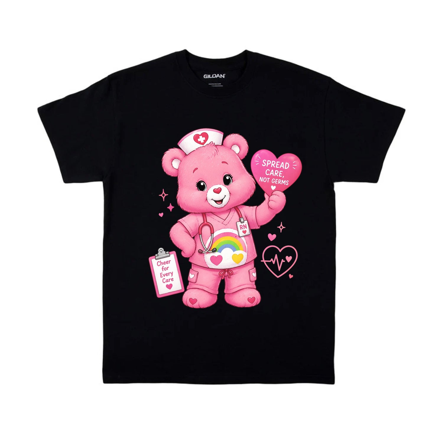 Vintage Cheer Bear Care Bears Respiratory Therapist Registered Nurse T Shirt