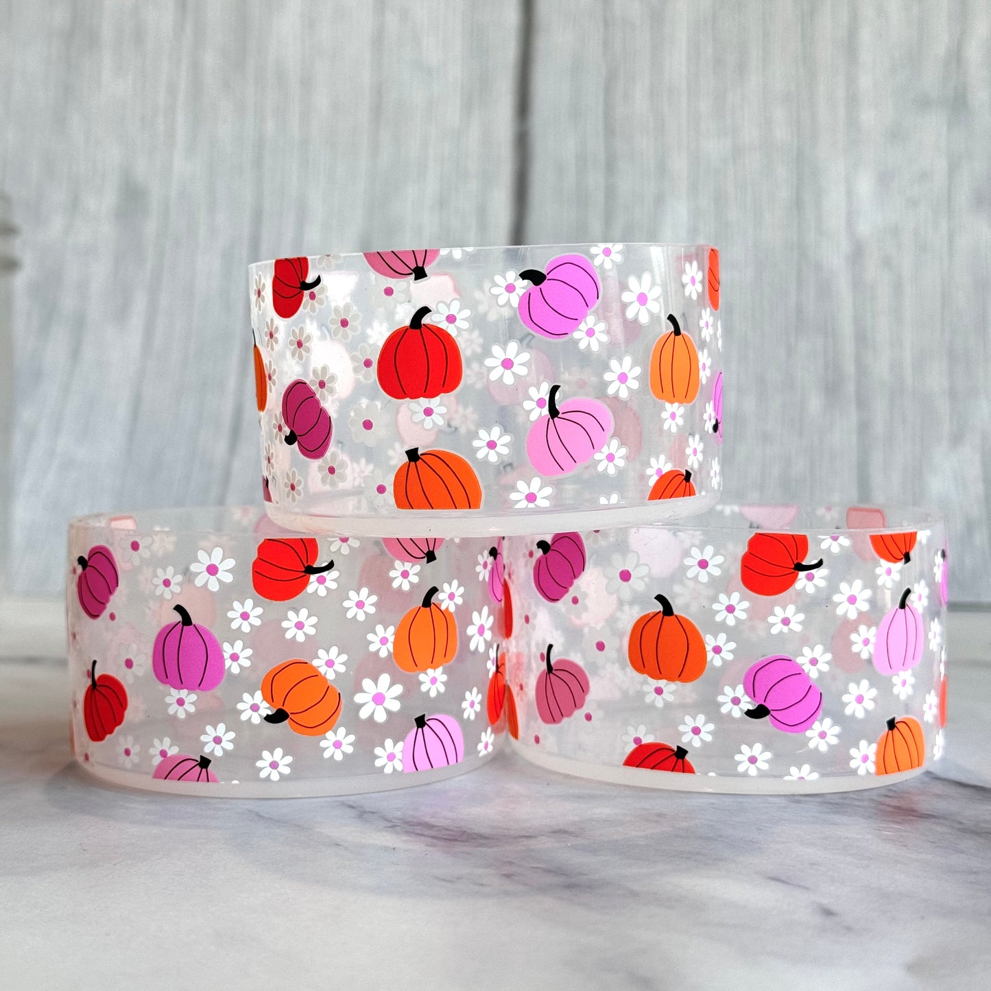 Floral Pink Pumpkins Tumbler Boot