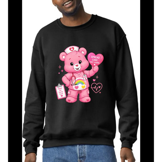 Vintage Cheer Bear Care Bears Respiratory Therapist Registered Nurse Crew Sweatshirt