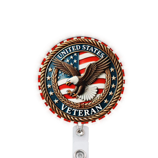 US Veteran Patriotic Attached Badge Reel