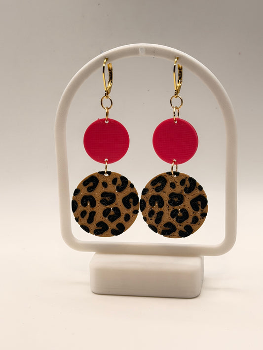 Pink Leopard Earrings