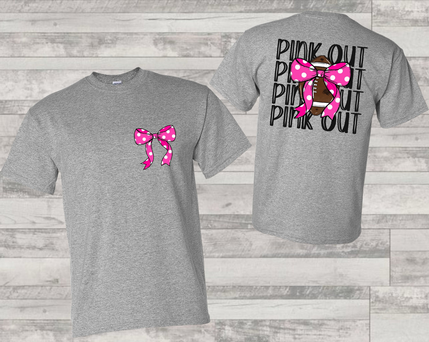 Pink Out Football Coquette Two Sided T Shirt