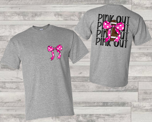 Pink Out Football Coquette Two Sided T Shirt