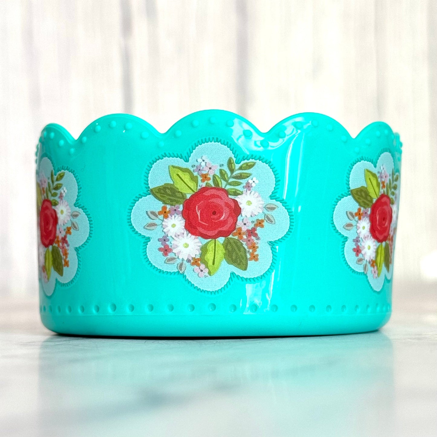 Opal Blue Floral Scallop Tumbler Boot