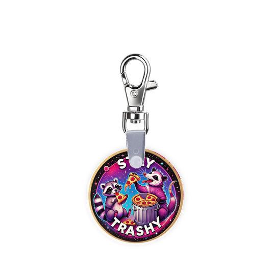 Stay Trashy Racoon Opossum Smart CodeClip Keychain