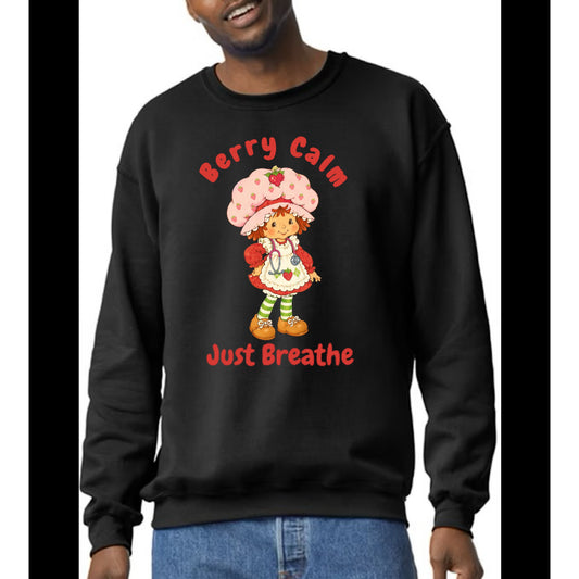 Vintage Strawberry Shortcake Berry Calm Just Breathe Respiratory Therapist Registered Nurse Crew Sweatshirt