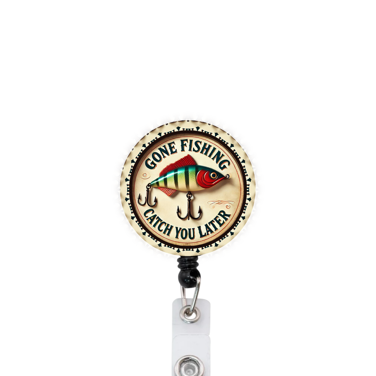 Gone Fishing Attached Badge Reel
