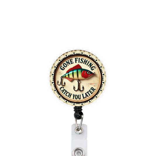 Gone Fishing Attached Badge Reel
