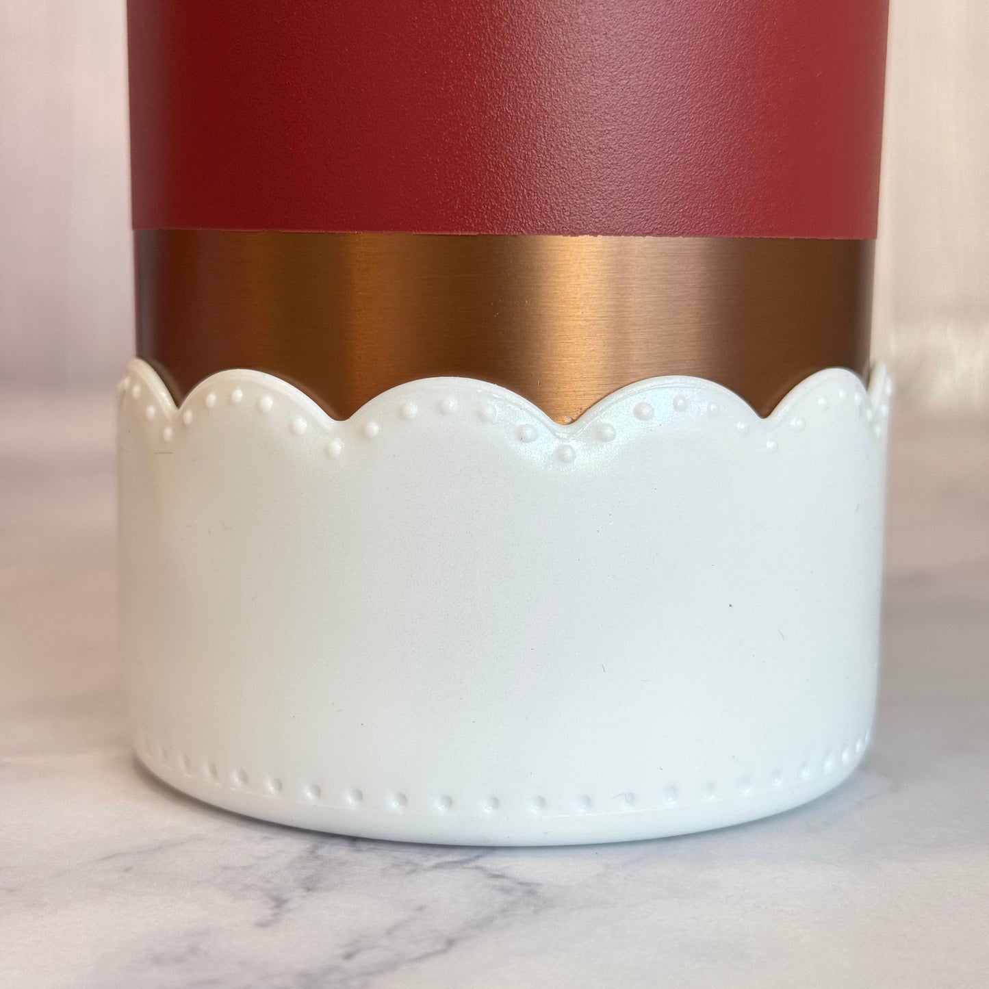 White Shimmer Scallop Tumbler Boot