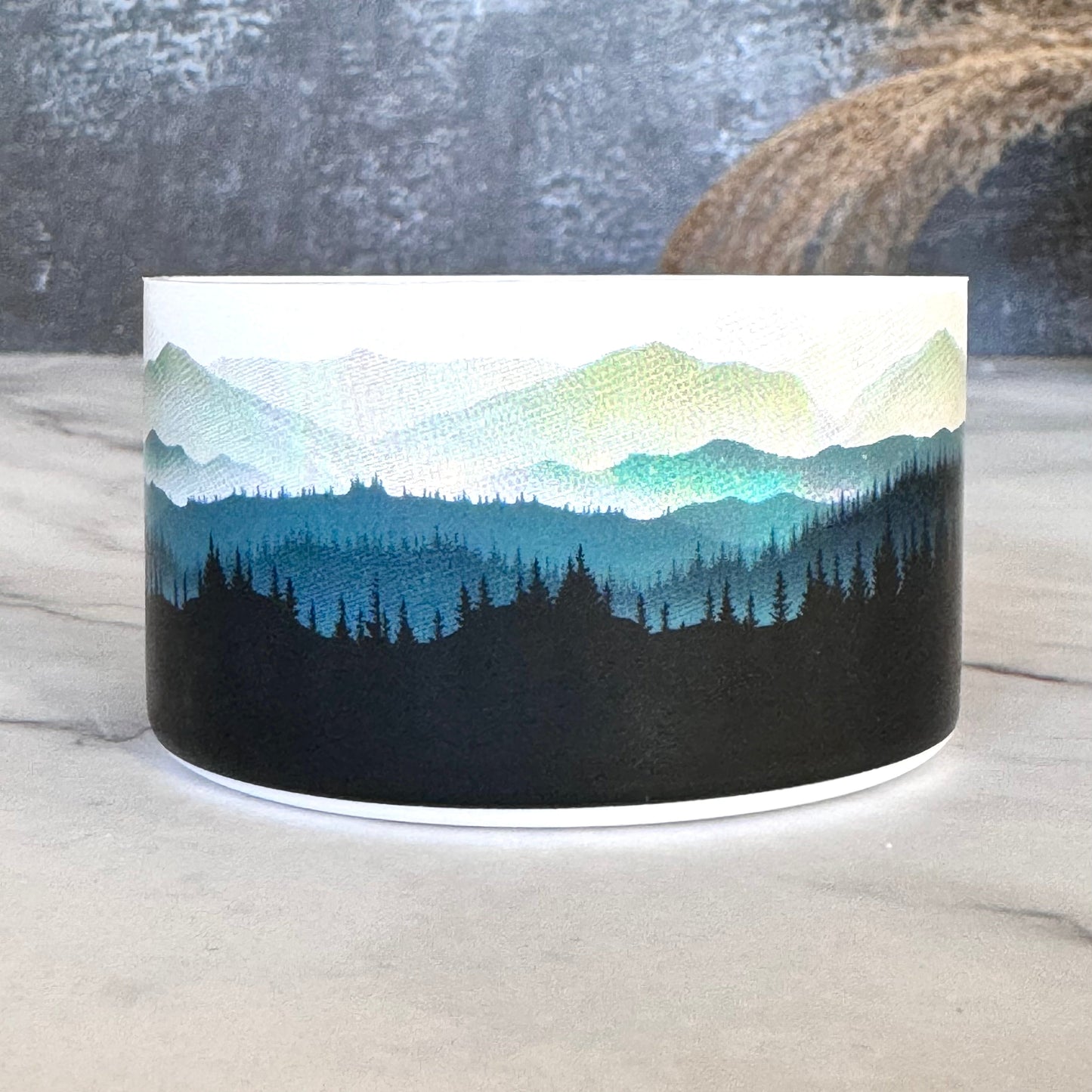 MOUNTAIN LANDSCAPE Tumbler Boot  NEW! Blue brown white