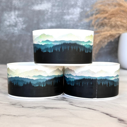 MOUNTAIN LANDSCAPE Tumbler Boot  NEW! Blue brown white